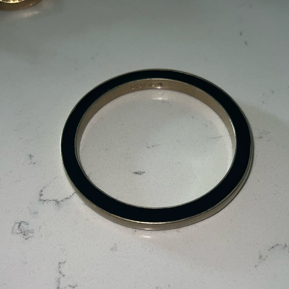 Gerard Yosca Women's Black Enamel Gold Thick Bangle bracelet NWOT $160